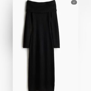 H&M Black Off-Shoulder Knit Dress